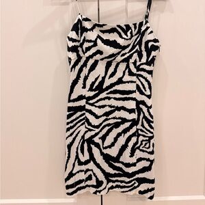Zara zebra Print Spaghetti Strap cocktail dress